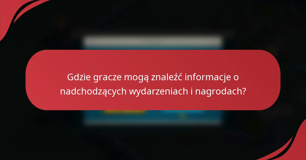 Gdzie gracze mogą znaleźć informacje o nadchodzących wydarzeniach i nagrodach?