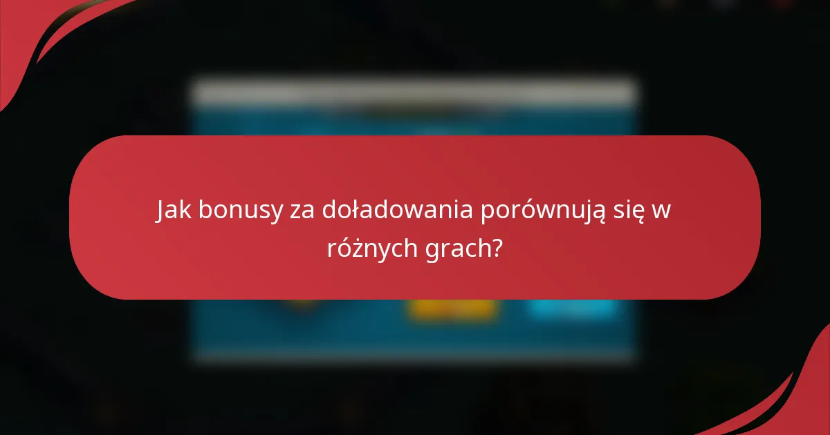 Jak bonusy za doładowania porównują się w różnych grach?