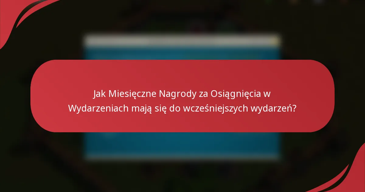 Jak Miesięczne Nagrody za Osiągnięcia w Wydarzeniach mają się do wcześniejszych wydarzeń?